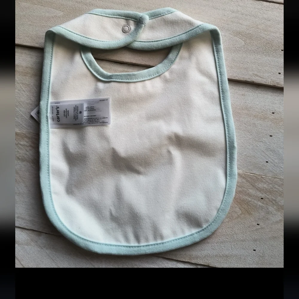 Carter's White and Blue Bib with Cupcake Design One Birthday